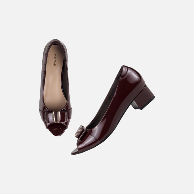 Mochi Women Maroon Formal Peep Toes (SKU: 31-1249-44-39)