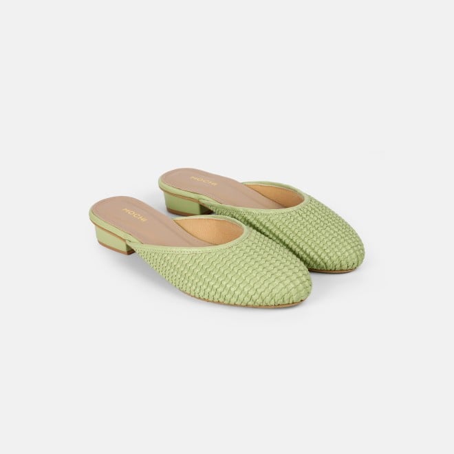 Mochi Women Green Ethnic Slip Ons (SKU: 31-1291-21-36)