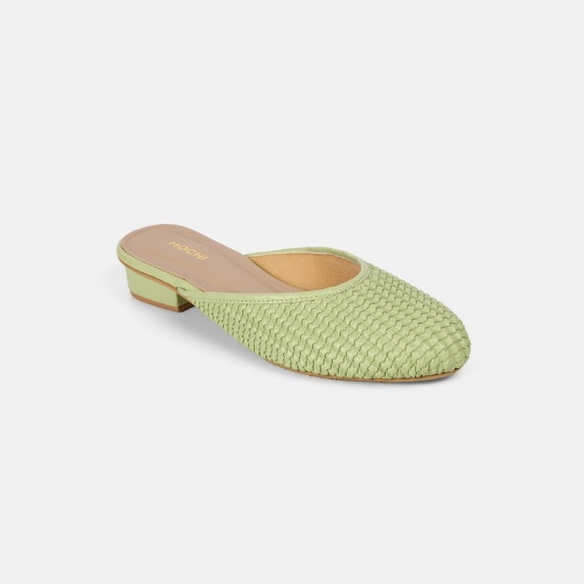Mochi Women Green Ethnic Slip Ons (SKU: 31-1291-21-36)
