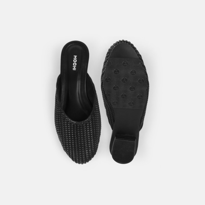 Mochi Women Black Ethnic Slip Ons (SKU: 31-1291-11-36)