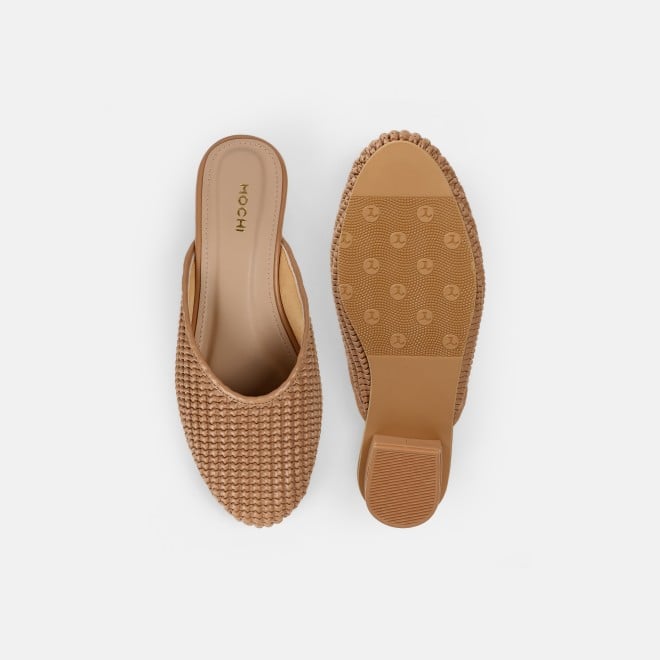 Mochi Women Beige Ethnic Slip Ons (SKU: 31-1291-20-40)