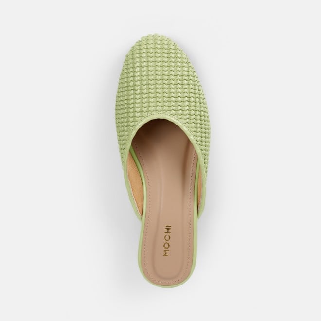 Mochi Women Green Ethnic Slip Ons (SKU: 31-1291-21-36)