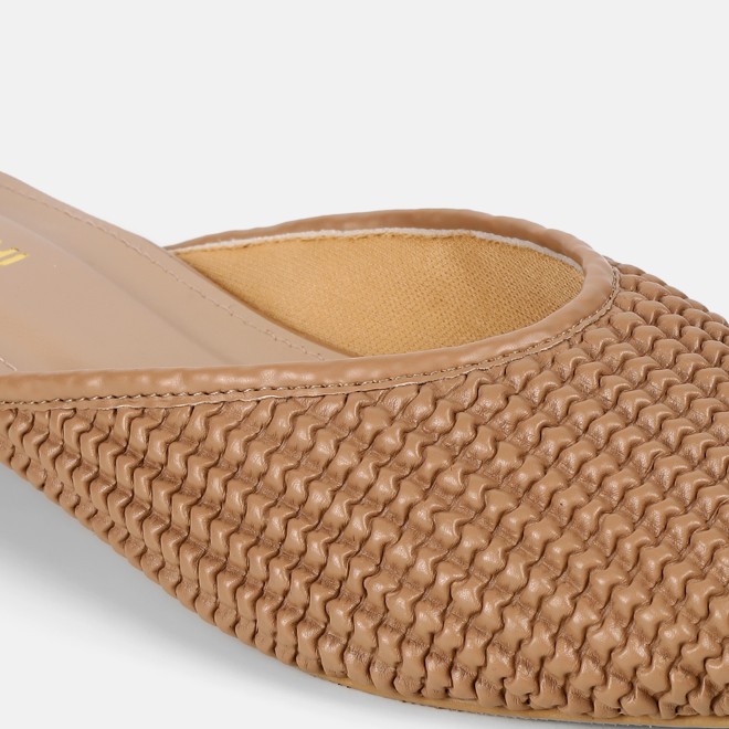 Mochi Women Beige Ethnic Slip Ons (SKU: 31-1291-20-40)