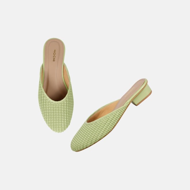 Mochi Women Green Ethnic Slip Ons (SKU: 31-1291-21-36)