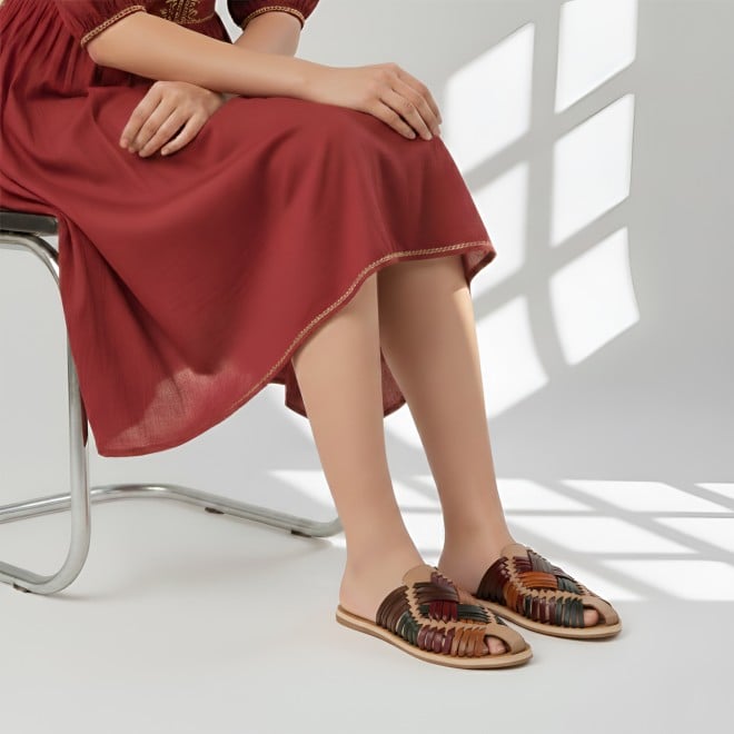 Mochi Women Beige-multi Casual Slip Ons (SKU: 31-1293-63-36)