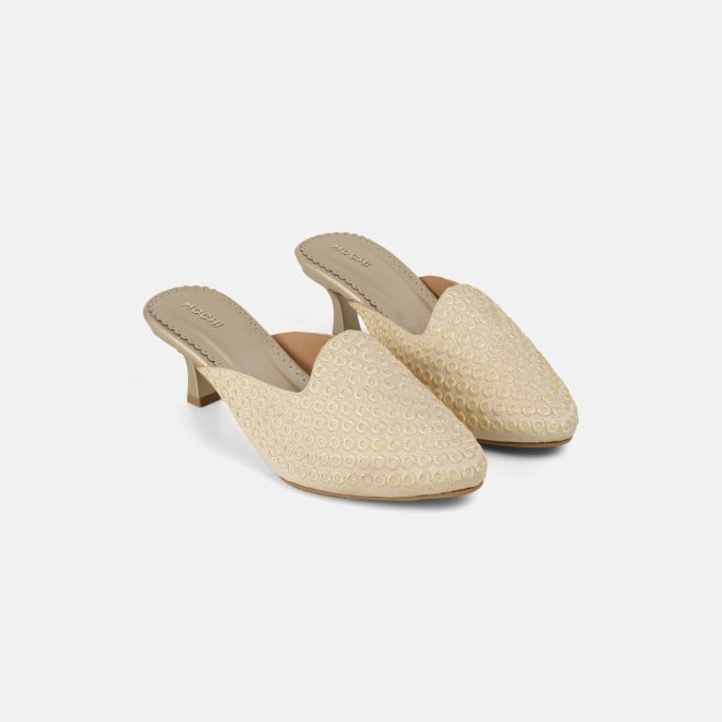 Mochi Women Off-white Ethnic Slip Ons (SKU: 31-1304-66-36)