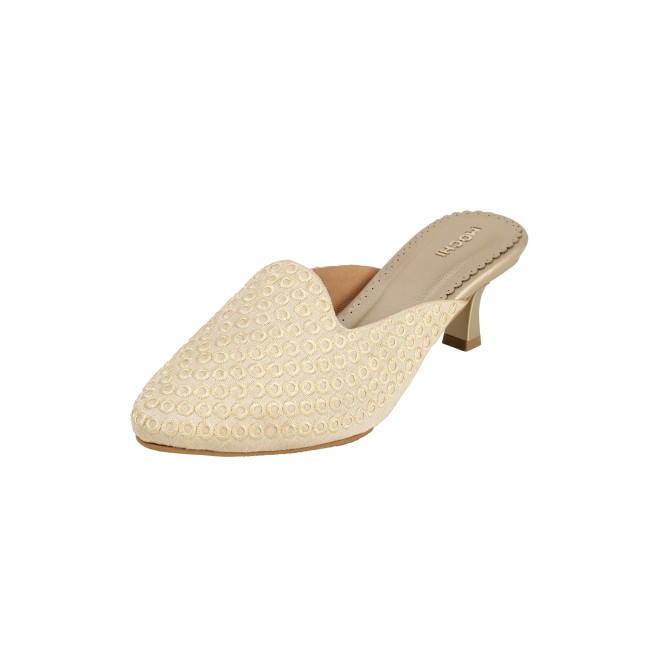 Mochi Women Off-white Ethnic Slip Ons (SKU: 31-1304-66-36)