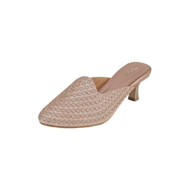 Mochi Women Peach Ethnic Slip Ons (SKU: 31-1304-80-36)