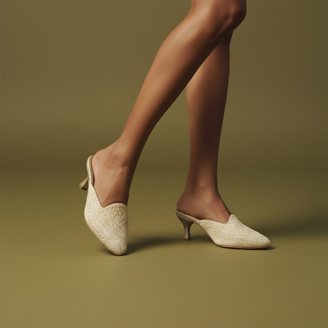 Mochi Women Off-white Ethnic Slip Ons (SKU: 31-1304-66-36)