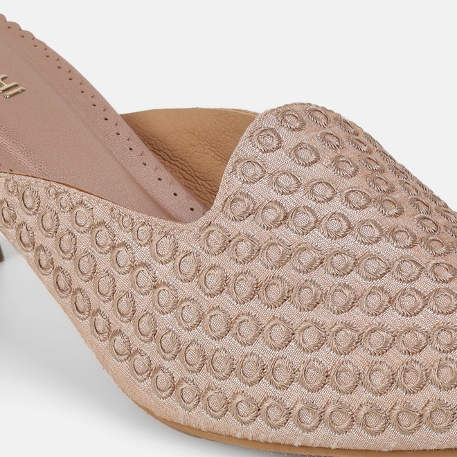 Mochi Women Peach Ethnic Slip Ons (SKU: 31-1304-80-36)