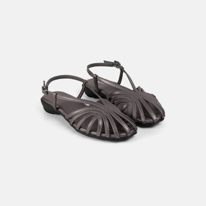 Mochi Women Gun-metal Casual Sandals (SKU: 31-1305-29-36)