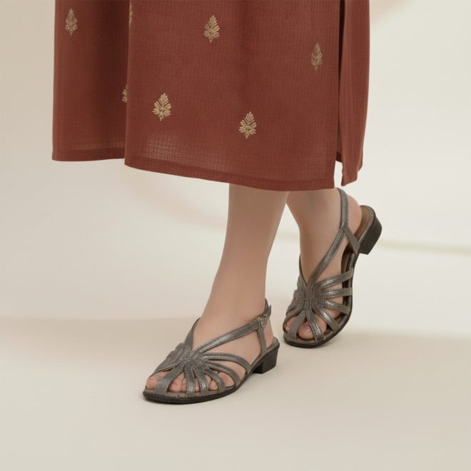 Mochi Women Gun-metal Casual Sandals (SKU: 31-1305-29-36)