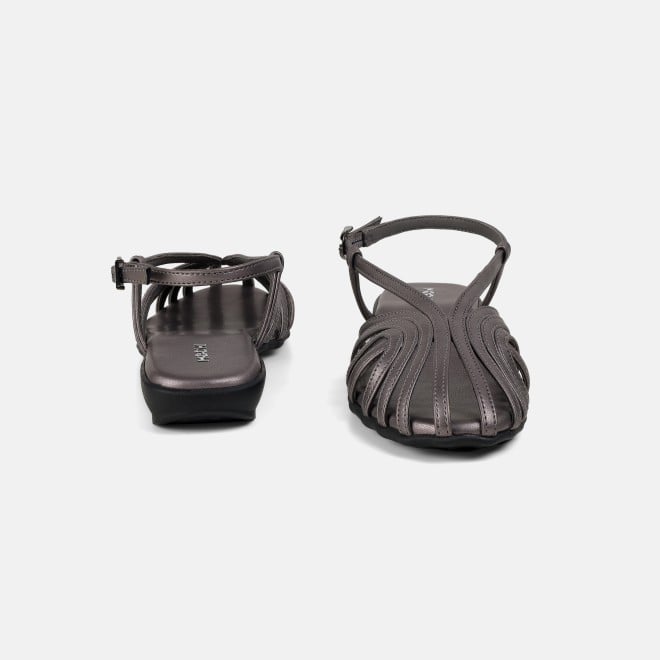 Mochi Women Gun-metal Casual Sandals (SKU: 31-1305-29-36)