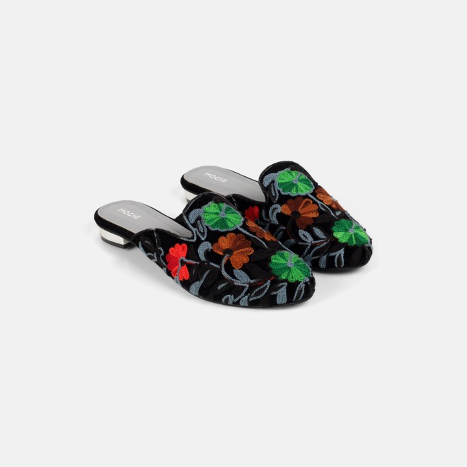Mochi Women Black Ethnic Slip Ons (SKU: 31-1337-11-36)