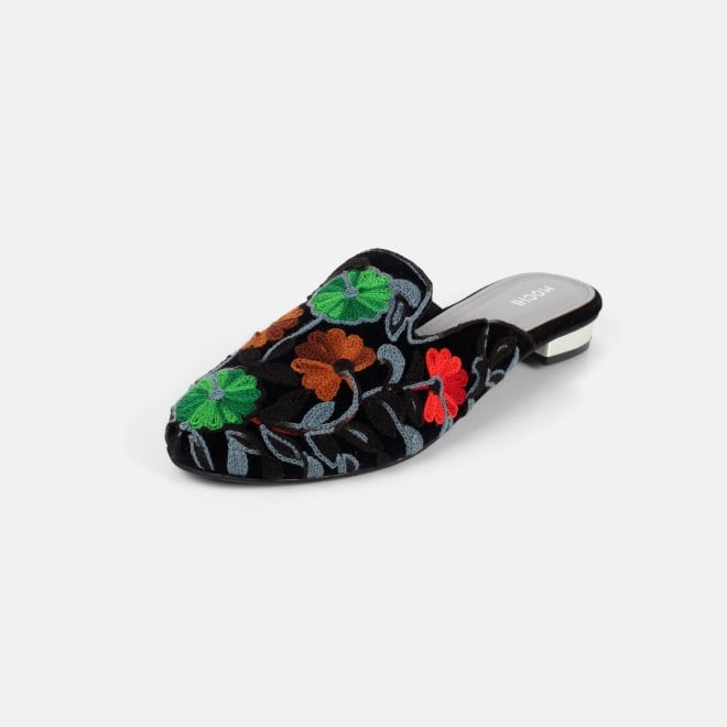Mochi Women Black Ethnic Slip Ons (SKU: 31-1337-11-36)