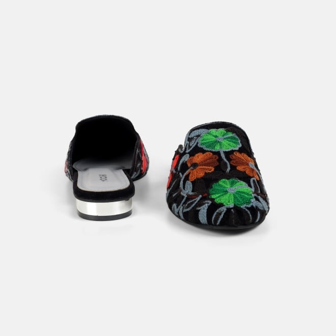 Mochi Women Black Ethnic Slip Ons (SKU: 31-1337-11-36)