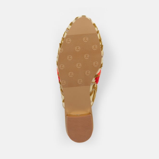 Mochi Women Beige Ethnic Slip Ons (SKU: 31-1337-20-36)