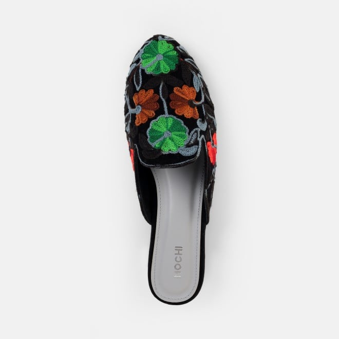 Mochi Women Black Ethnic Slip Ons (SKU: 31-1337-11-36)