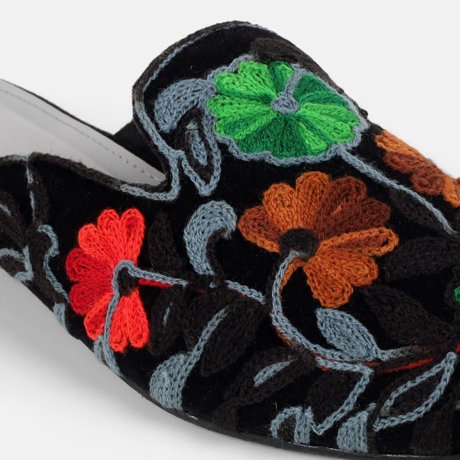 Mochi Women Black Ethnic Slip Ons (SKU: 31-1337-11-36)