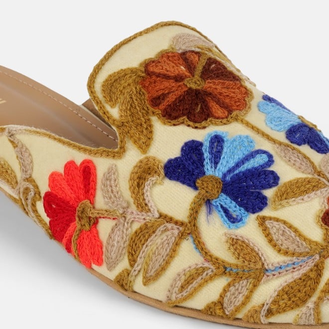 Mochi Women Beige Ethnic Slip Ons (SKU: 31-1337-20-36)