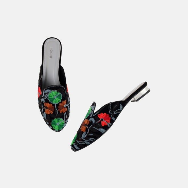 Mochi Women Black Ethnic Slip Ons (SKU: 31-1337-11-36)