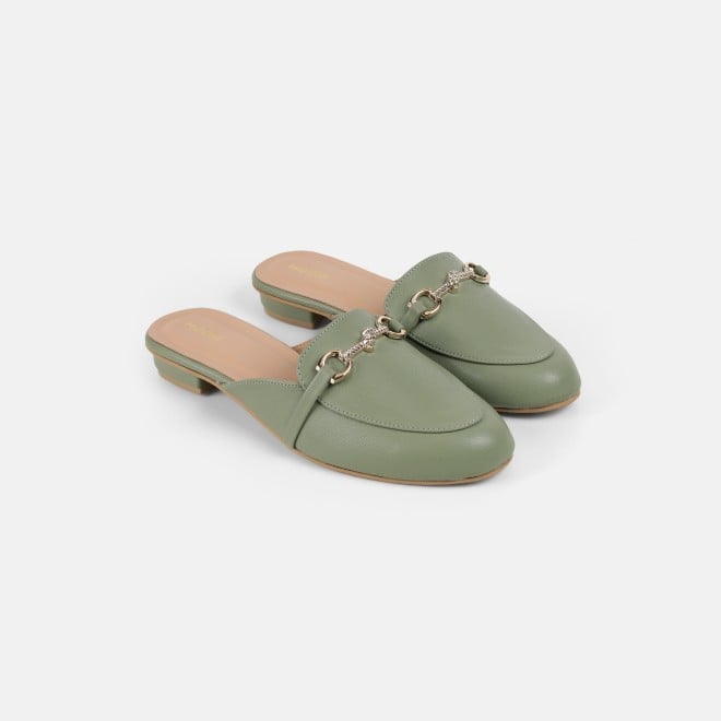 Mochi Women Green Formal Slip Ons (SKU: 31-1342-21-36)