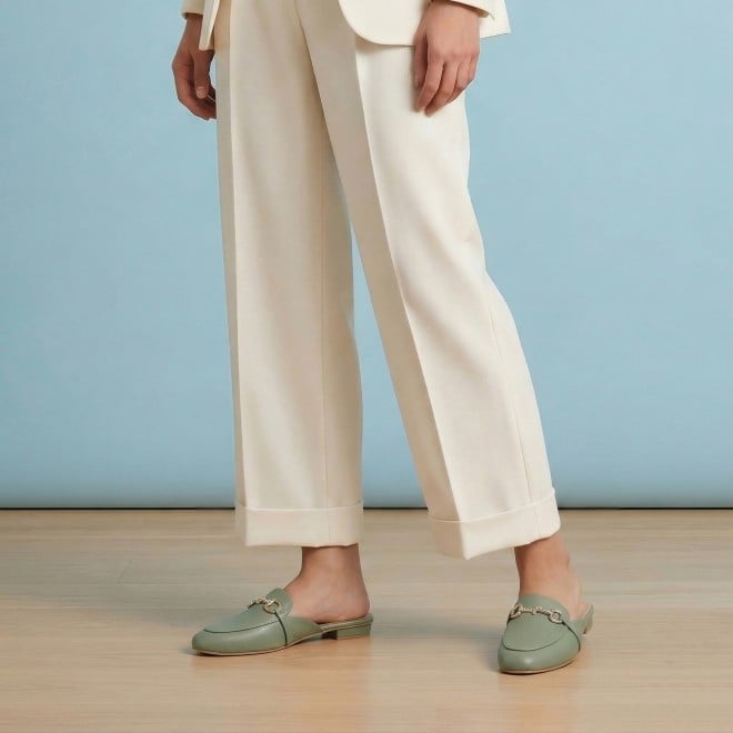 Mochi Women Green Formal Slip Ons (SKU: 31-1342-21-36)