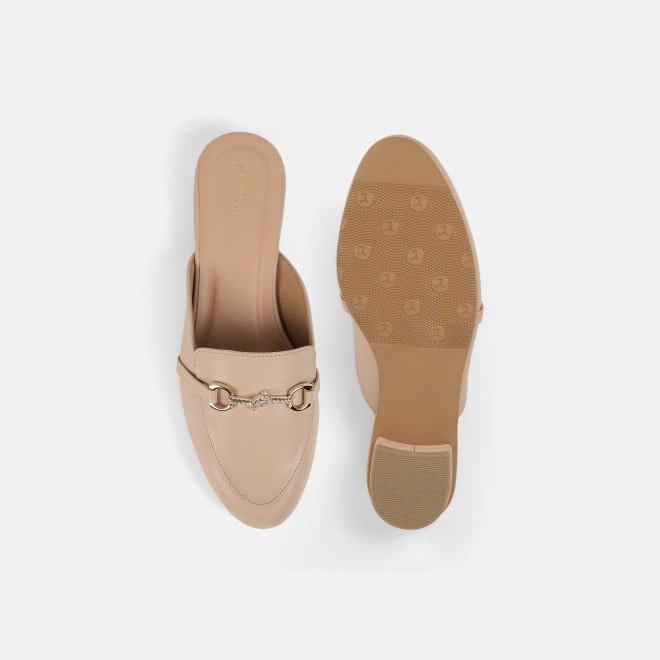 Mochi Women Beige Formal Slip Ons (SKU: 31-1342-20-36)