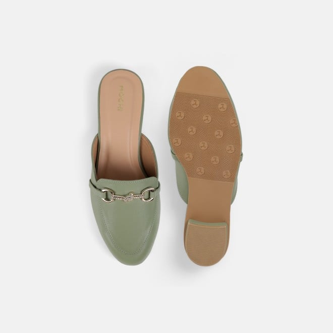 Mochi Women Green Formal Slip Ons (SKU: 31-1342-21-36)