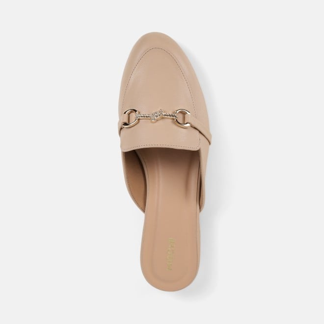 Mochi Women Beige Formal Slip Ons (SKU: 31-1342-20-36)