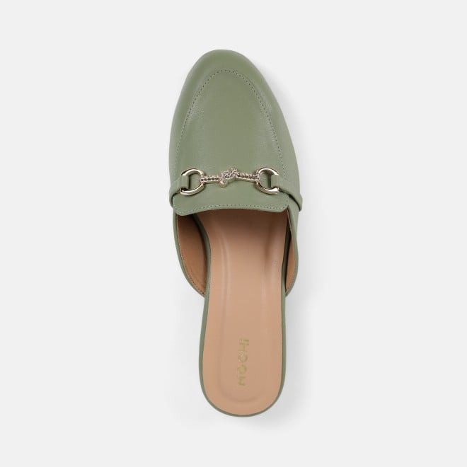 Mochi Women Green Formal Slip Ons (SKU: 31-1342-21-36)