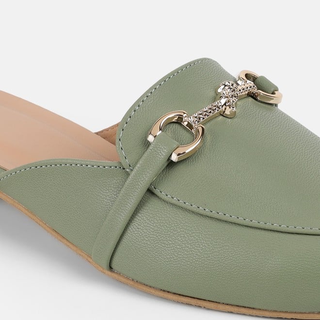 Mochi Women Green Formal Slip Ons (SKU: 31-1342-21-36)