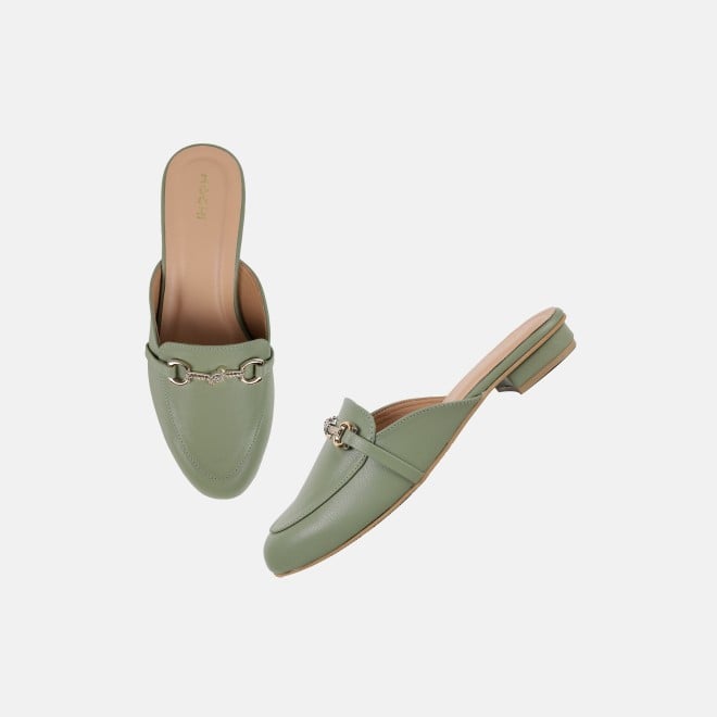Mochi Women Green Formal Slip Ons (SKU: 31-1342-21-36)