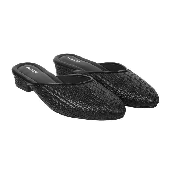 Mochi Women Black Ethnic Sandals