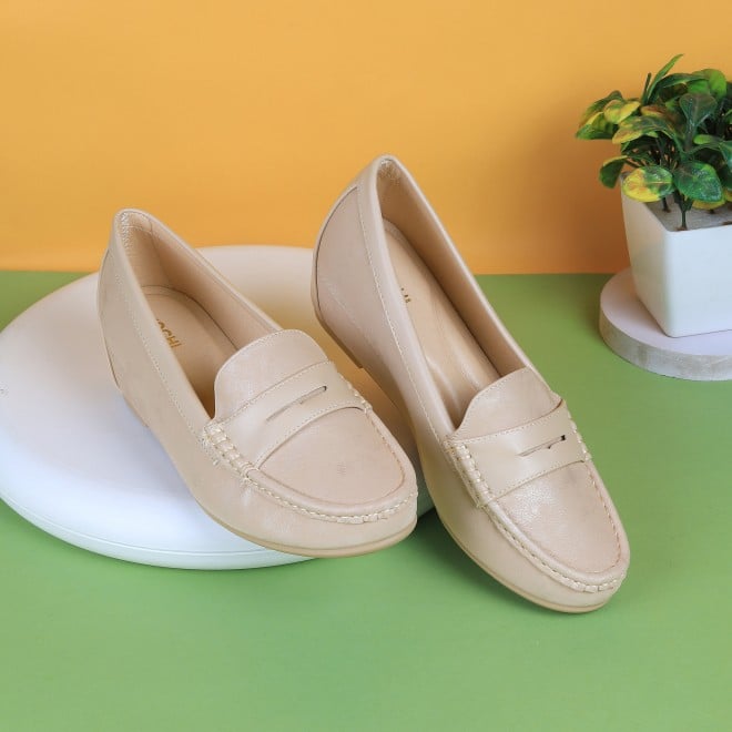 Mochi Women Dark-Beige Casual Loafers