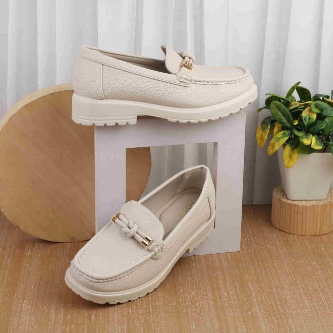 Mochi Women Beige Casual Loafers