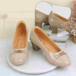 Women Beige Formal Slip-Ons