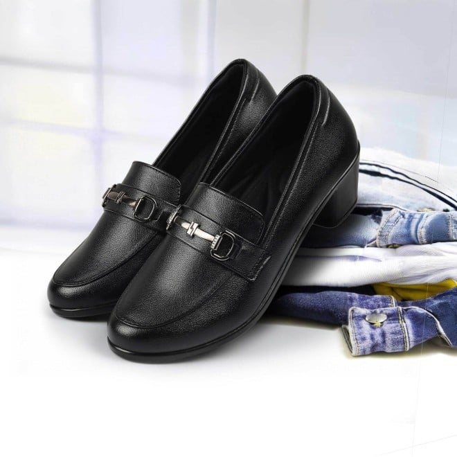 Mochi Women Black Formal Slip-on