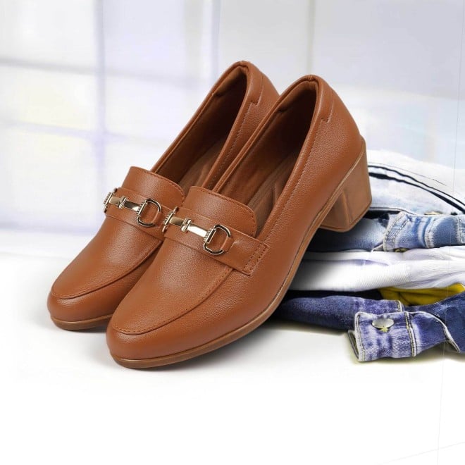 Mochi Women Tan Formal Slip-on