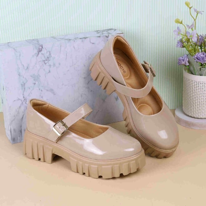 Mochi Women Beige Casual Slip-Ons (SKU: 31-340-20-36)