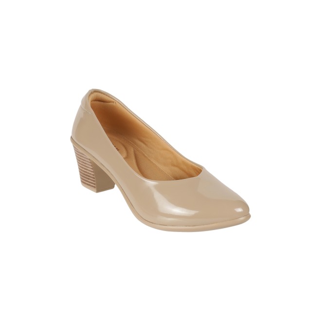 Mochi Women Beige Formal Slip-Ons (SKU: 31-351-20-36)