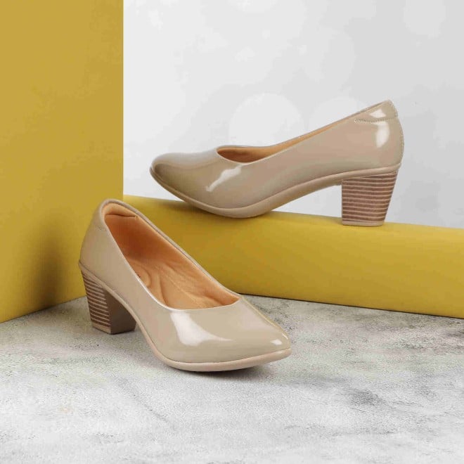 Mochi Women Beige Formal Slip-Ons (SKU: 31-351-20-38)