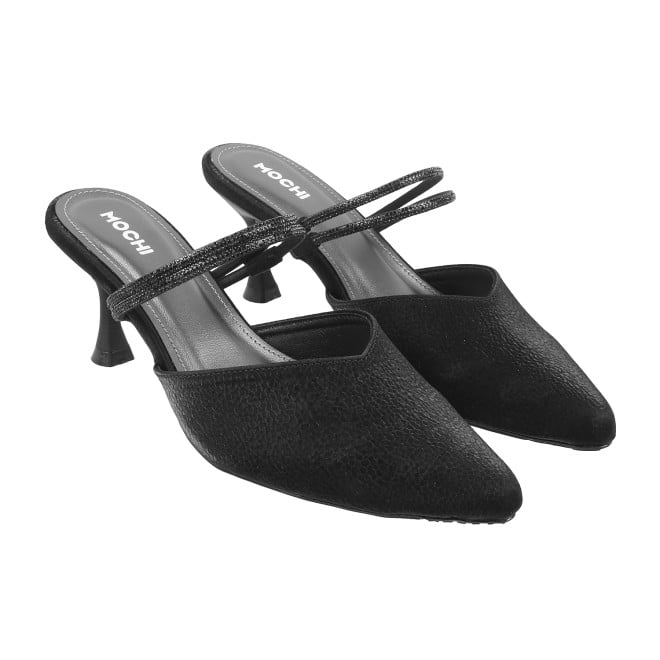 Mochi Women Black Formal Slip Ons