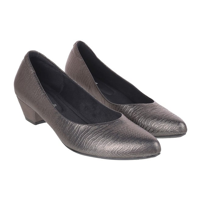 Mochi Women Gun-Metal Formal Pumps