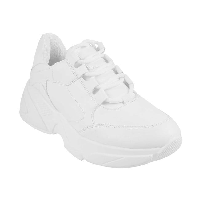 Mochi Women White Sports Walking Shoes