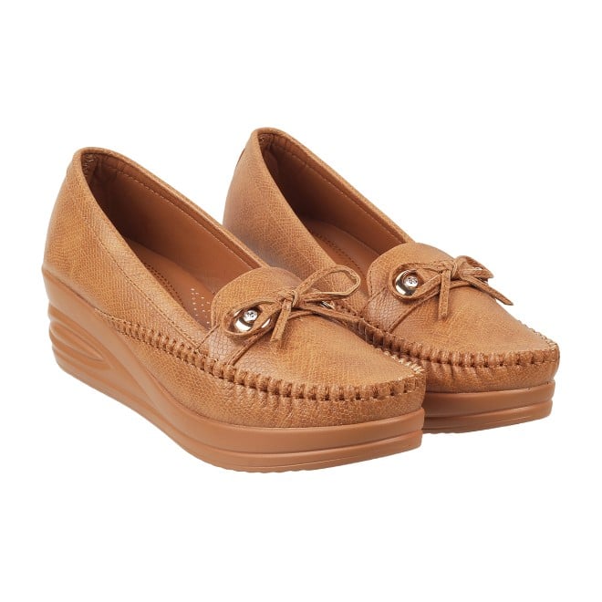 Mochi Women Camel Casual Pumps