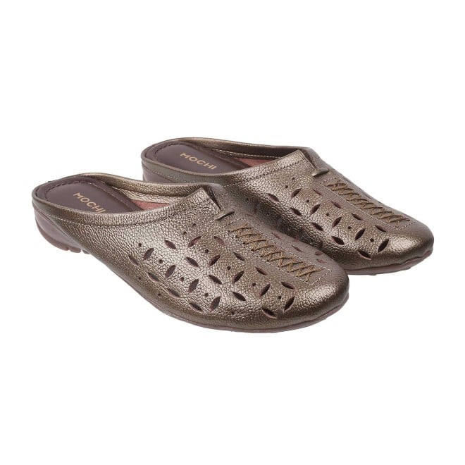 Mochi Women Bronze Casual Slip Ons