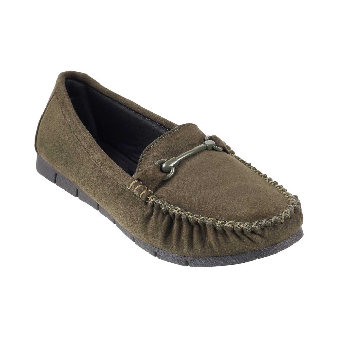 Mochi Green Casual Loafers for Women