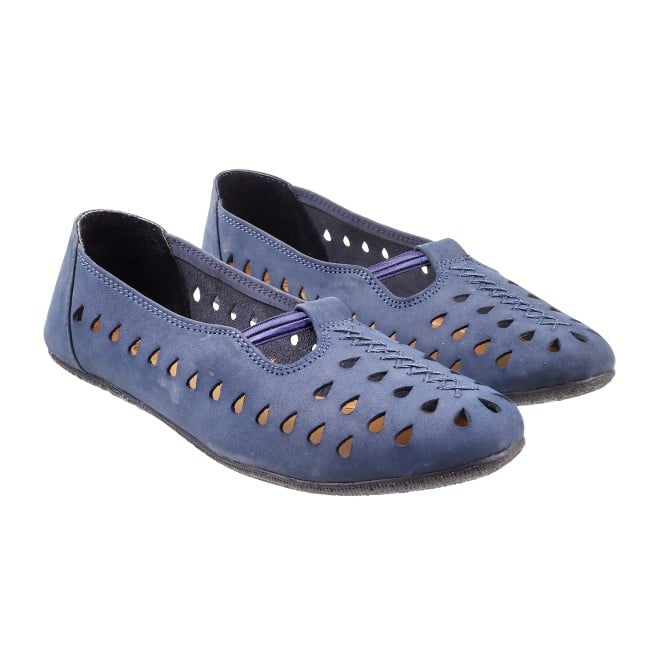 Mochi Women Navy-Blue Casual Ballerinas