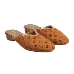 Women Tan Ethnic Slip Ons